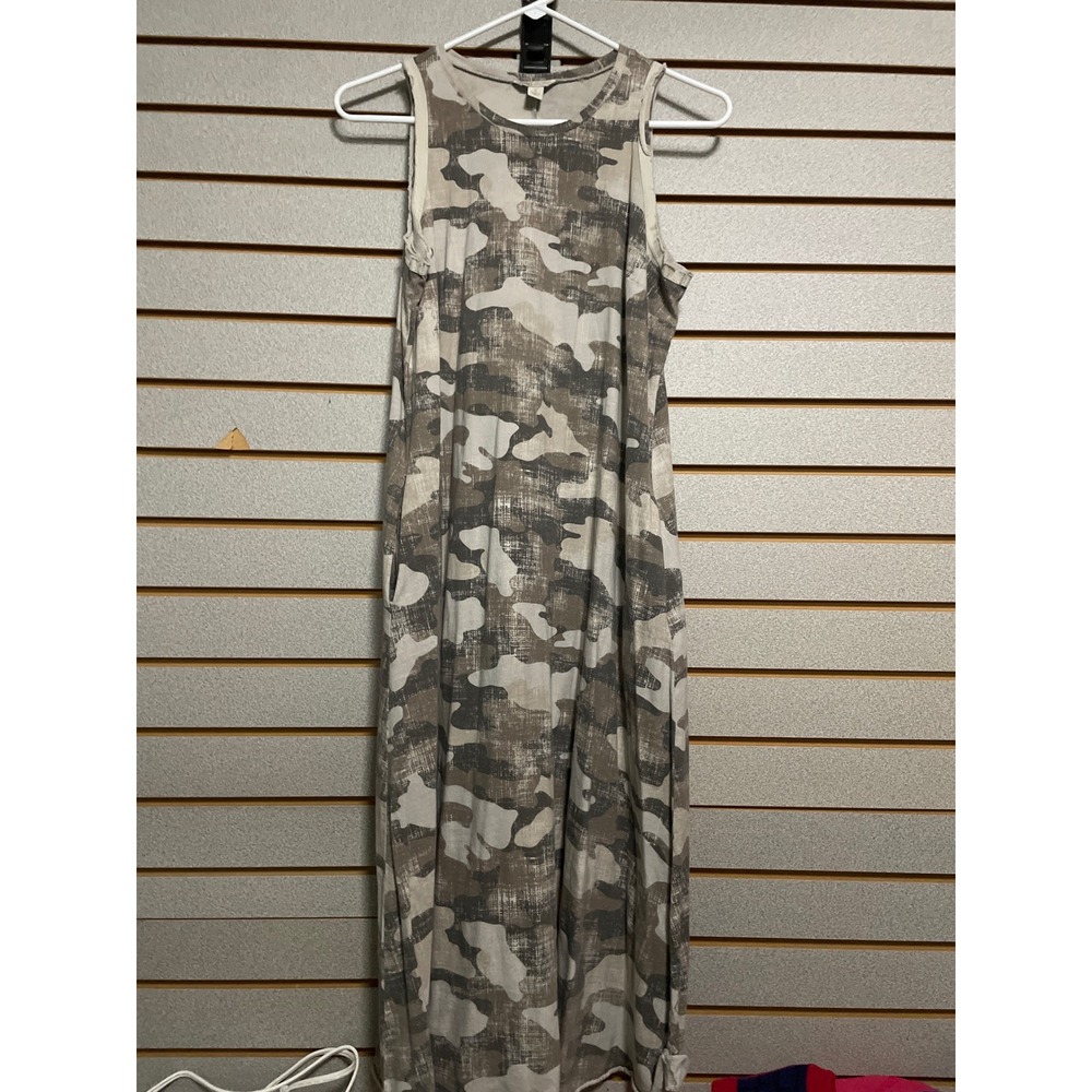 Cato Tank Camo Maxi Dress with Pockets size small distressed